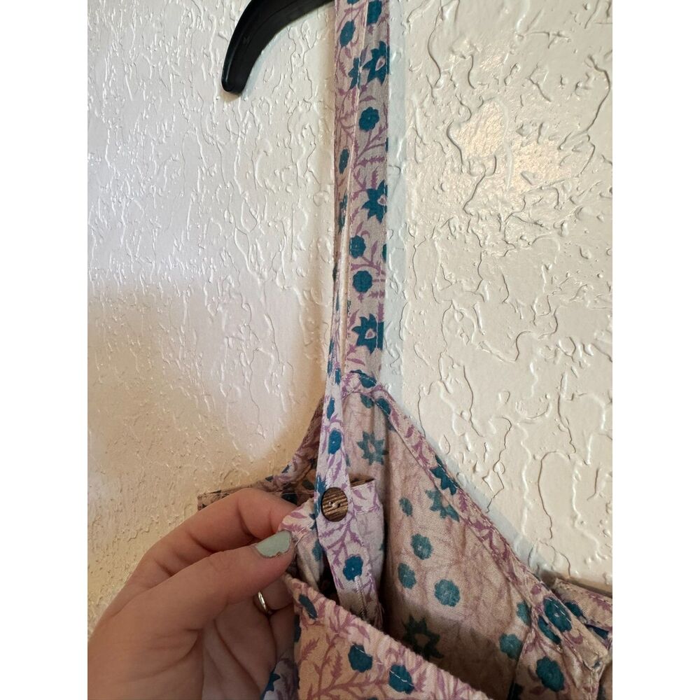 Blue Sky Patchwork Maxi Dress Women’s Size L Adjustable Strap Boho Indie Summer - Picture 4 of 7